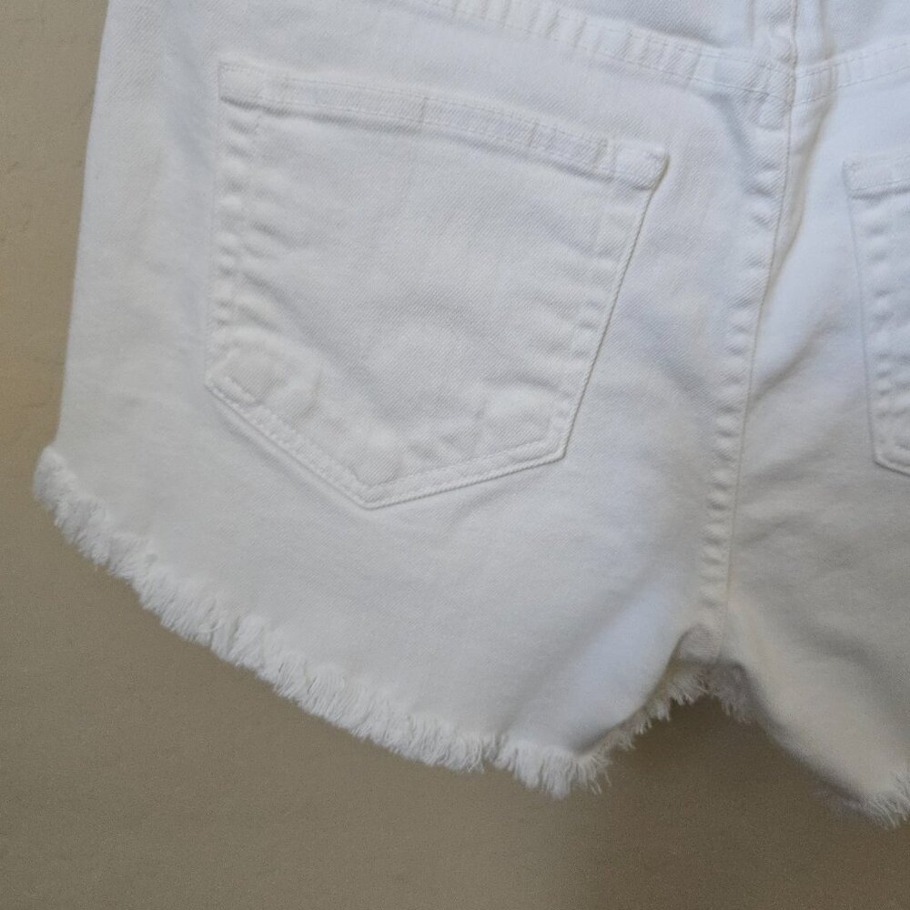 L'AGENCE Zoe White Frayed Cutoff Denim Shorts Size 27 Stretchy High Rise - Picture 9 of 15